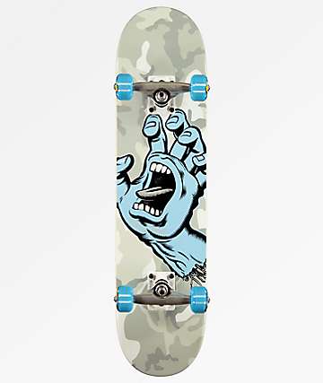 Santa Cruz Screaming Hand 7.25" Grey Camo Skateboard Complete