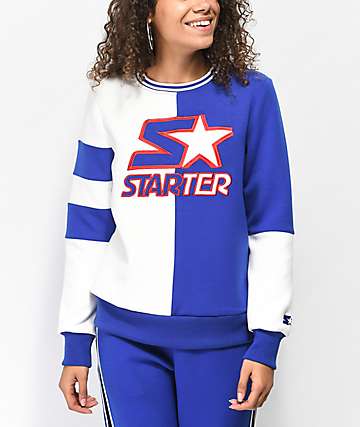 Starter Fly Girl Cobalt & White Colorblocked Crew Neck Sweatshirt