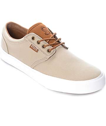 State Elgin Sand Canvas & Monk Robe Suede Skate Shoes
