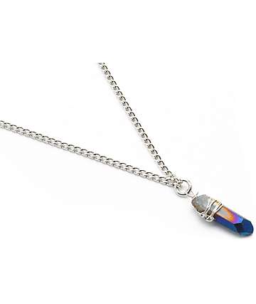 Stone + Locket collar multi color piedra envuelto con alambre