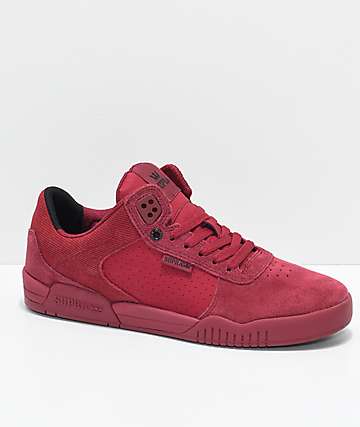 Supra Ellington Brick & Ruby Red Perforated Suede Skate Shoes