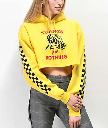 Swallows & Daggers Thanks For Nothing Yellow Crop Hoodie