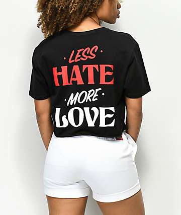 Swallows & Daggers Less Hate More Love Black Crop T-Shirt