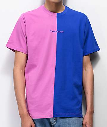 Teddy Fresh Clothing Zumiez - teddy fresh blue pink split colorblock t shirt