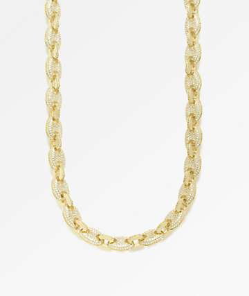 The Gold Gods 8mm Diamond Puff Link 18" Gold Chain Necklace