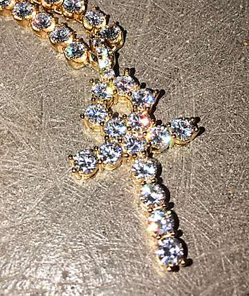 The Gold Gods Diamond Ankh Pendant & 6mm Tennis Chain Necklace
