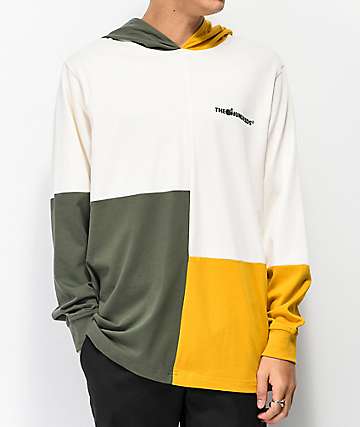 The Hundreds Abstract Off-White, Gold & Green Colorblock Long Sleeve Hoodie