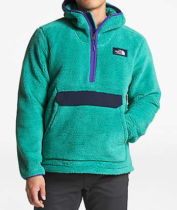 The North Face Campshire Green & Navy Anorak Fleece Hoodie