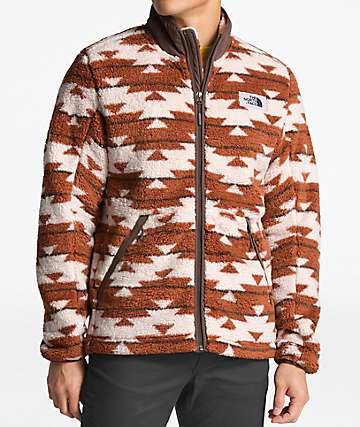 The North Face Campshire White & Brown Anorak Fleece Jacket