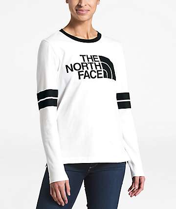 The North Face Collegiate White & Black Long Sleeve T-Shirt