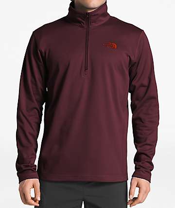 The North Face Glacier Quarter Zip Burgundy Tech Fleece Sweatshirt
