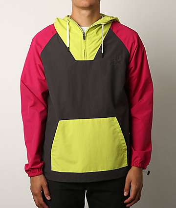 The Quiet Life Pier Charcoal, Yellow & Red Anorak Jacket