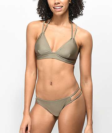 Trillium Alex Shimmer Taupe Strappy Super Cheeky Bikini Bottom