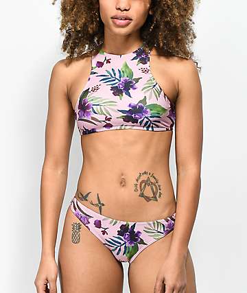 Trillium Sweet Dreams Palm & Pink Super Cheeky Bikini Bottom