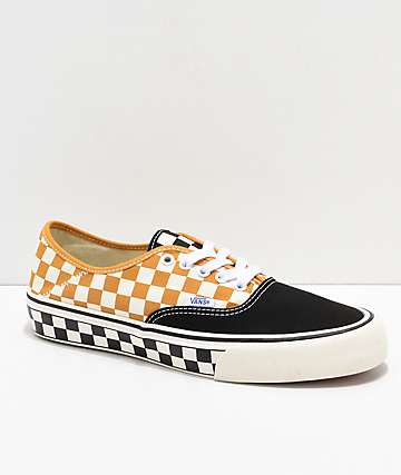 Vans Authentic SF Checkerboard Sunflower & Black Skate Shoes