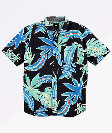 Vans Boys Pit Stop Black Floral Short Sleeve Button Up Shirt