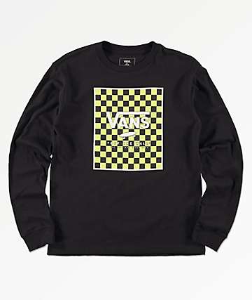 Vans Boys Print Box Black & Sharp Green Long Sleeve T-Shirt