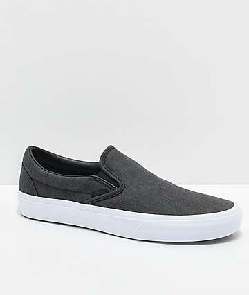 Vans Classic Slip On Black Herringbone & True White Shoes