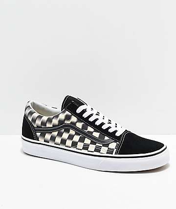Vans Old Skool Blur Black & White Checkerboard Skate Shoes