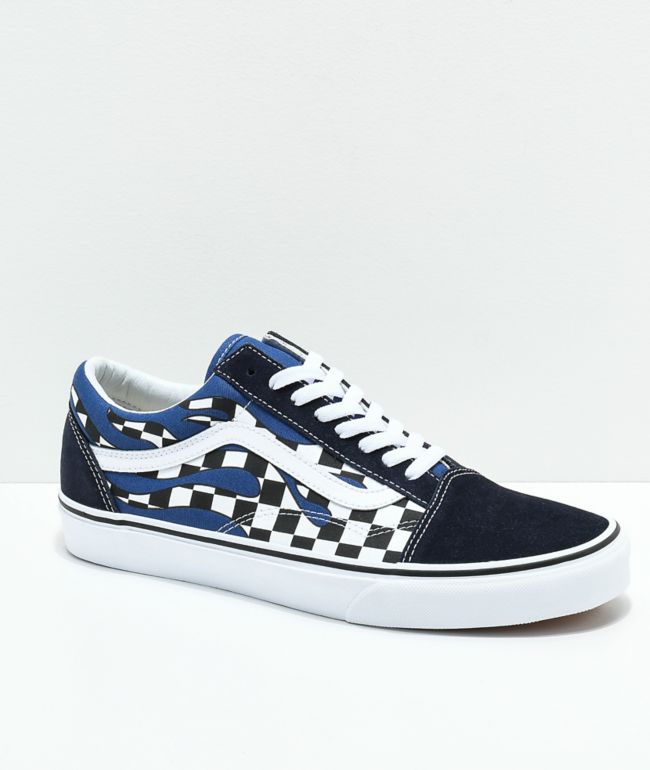 blue and grey checkered vans