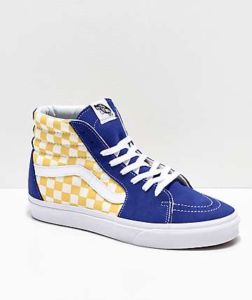 Vans Sk8-Hi BMX zapatos de skate a cuadros en azul y amarillo