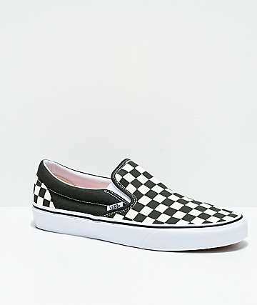 Vans Slip-On Forest Night & True White Checkerboard Skate Shoes