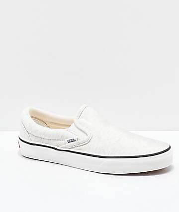 vans jersey slip on snow white