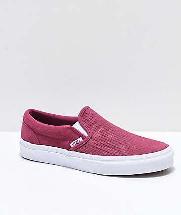 Vans Slip-On zapatos de skate de ante texturizado en rosa y blanco