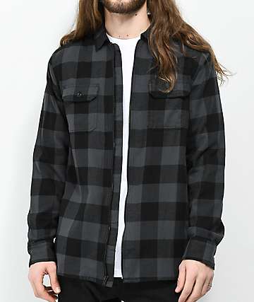 Vans x Independent Black & Charcoal Full Zip Flannel Shirt
