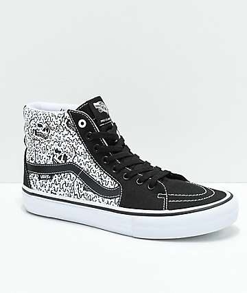 Vans x Sketchy Tank Sk8-Hi Pro Reflective Black & White Skate Shoes