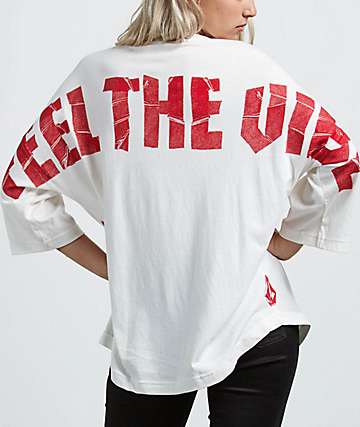 Volcom Feel The Vibes Oversized White Long Sleeve T-Shirt