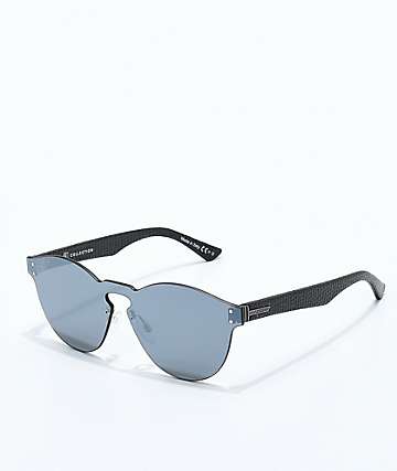 VonZipper Alt Ditty Black Leather Silver Chrome Sunglasses
