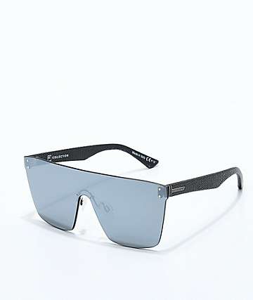VonZipper Alt Donmega Black Leather Silver Chrome Sunglasses
