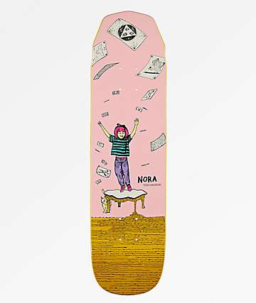 Welcome Nora Magilda Pink & Yellow 7.6" Skateboard Deck