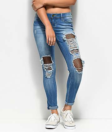 ankle ripped jeans womens