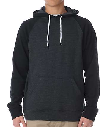 Zine Campus 2-Tone Black & Heather Charcoal Pullover Hoodie