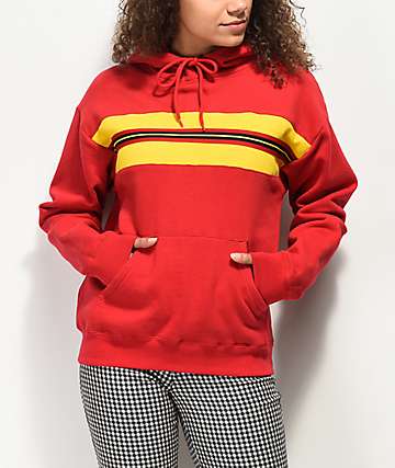 Zine Clouis Inset Taped Tango sudadera con capucha roja y amarilla