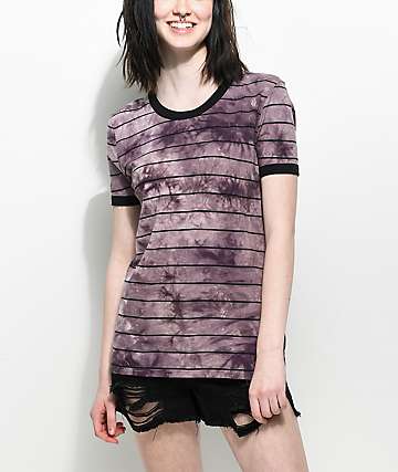 Zine Doris camiseta ringer con efecto tie dye en color morado