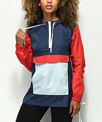 Zine Nella chaqueta anorak roja y azul con cordones laterales