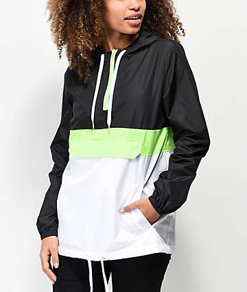 Zine Neve Safety Green, Black & White Anorak Jacket