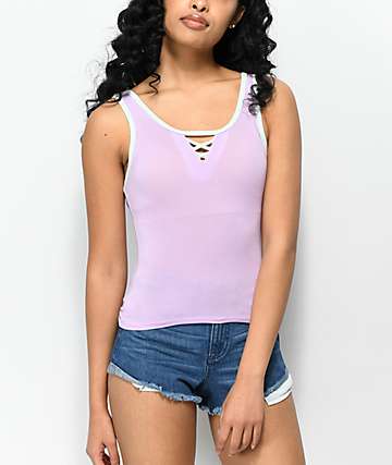 Zine Rosenthal Crisscross camiseta sin mangas en color lavanda y menta