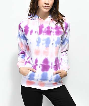 Zine Tera sudadera con capucha con efecto tie dye morado y rosa