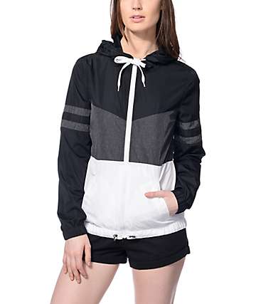 Zine Zuri Black, Grey & White Color Block Windbreaker