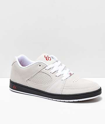 eS Accel Slim zapatos de skate de ante blanquecino, negro y rojo