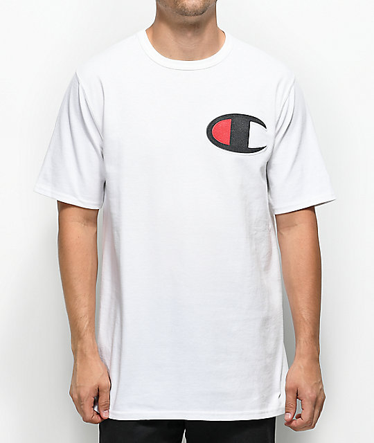 Champion Heritage Big C Patch White T-Shirt | Zumiez