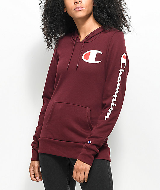 maroon champion sweatshirt womens