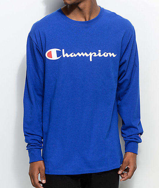 champion patriotic script long sleeve t-shirt