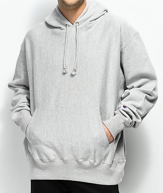 champion weave hoodie grey