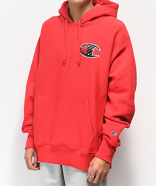 red and black champion sweatshirt