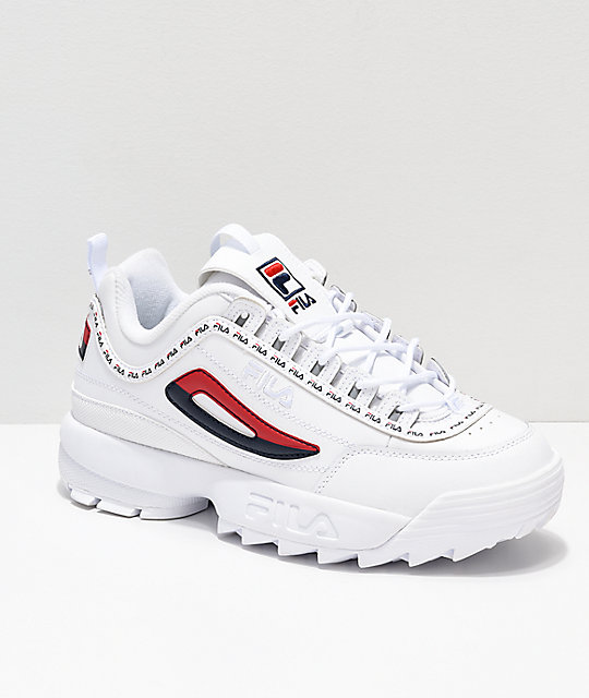 fila disruptor ii trainers white tape